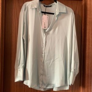 Zara Satin Button Up Shirt | XL